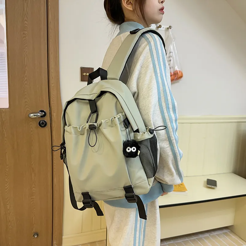 GOBLIN SHARKS 1759 Laminated Oxford Cloth Backpack Large Size Unisex Orange/Khaki/Black/Gray/Pea Green-52