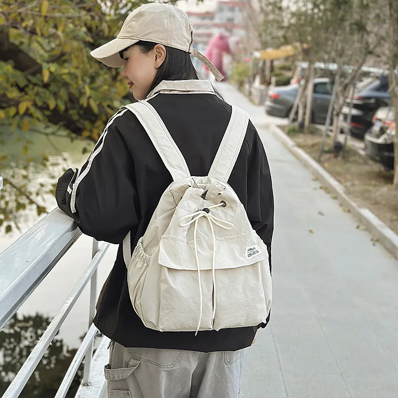 GOBLIN SHARKS 1759 Nylon Backpack Unisex White/Black/Green/Brown-4