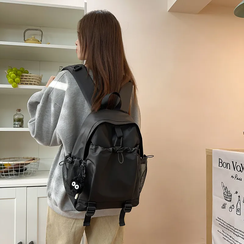 GOBLIN SHARKS 1759 Laminated Oxford Cloth Backpack Large Size Unisex Orange/Khaki/Black/Gray/Pea Green-41
