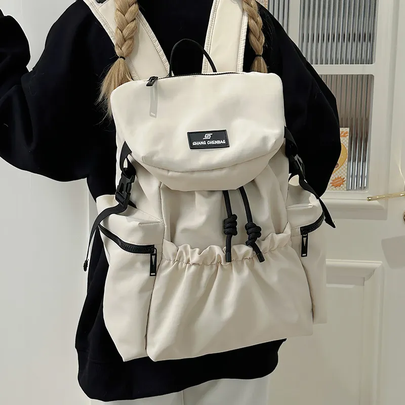 GOBLIN SHARKS 1759 Nylon Backpack Unisex White/Orange/Black/Khaki/Gray-2
