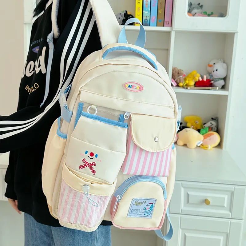 GOBLIN SHARKS 1759 Nylon Backpack Regular Unisex Ecru/Blue-3