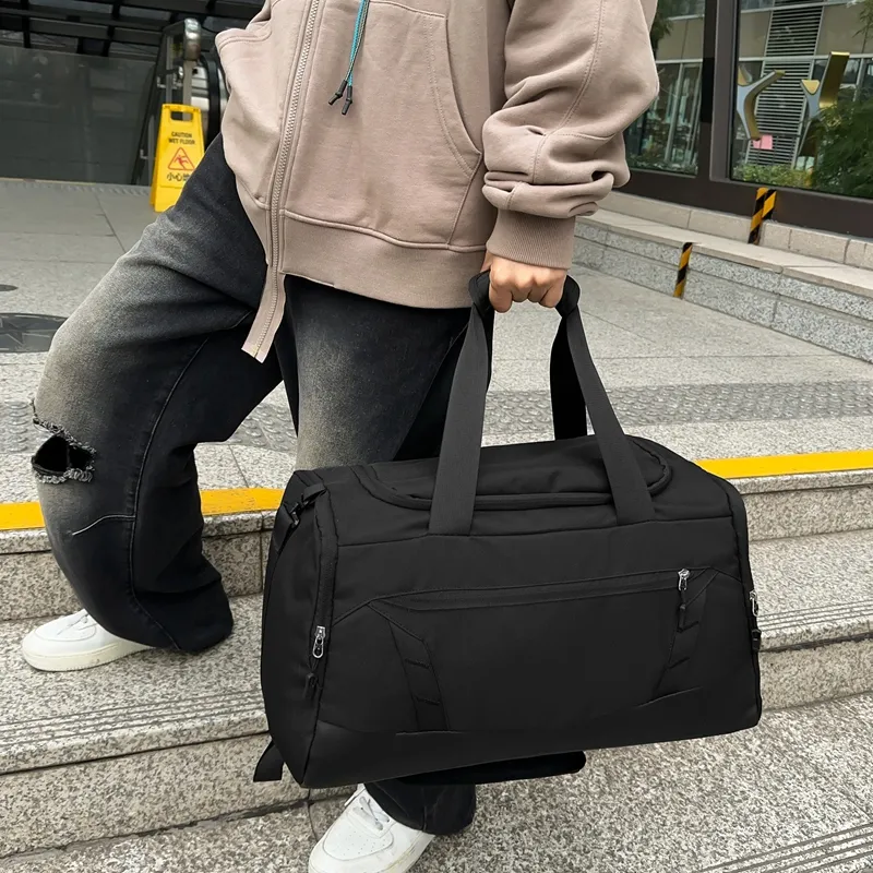 GOBLIN SHARKS 1759 Nylon Gym Bag Large Size Unisex Black/Gray-2