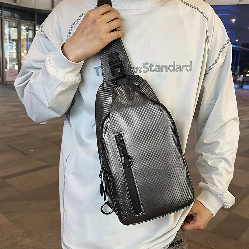 GOBLIN SHARKS 1759 PU Sling Bag Unisex Silver Gray/Black-2