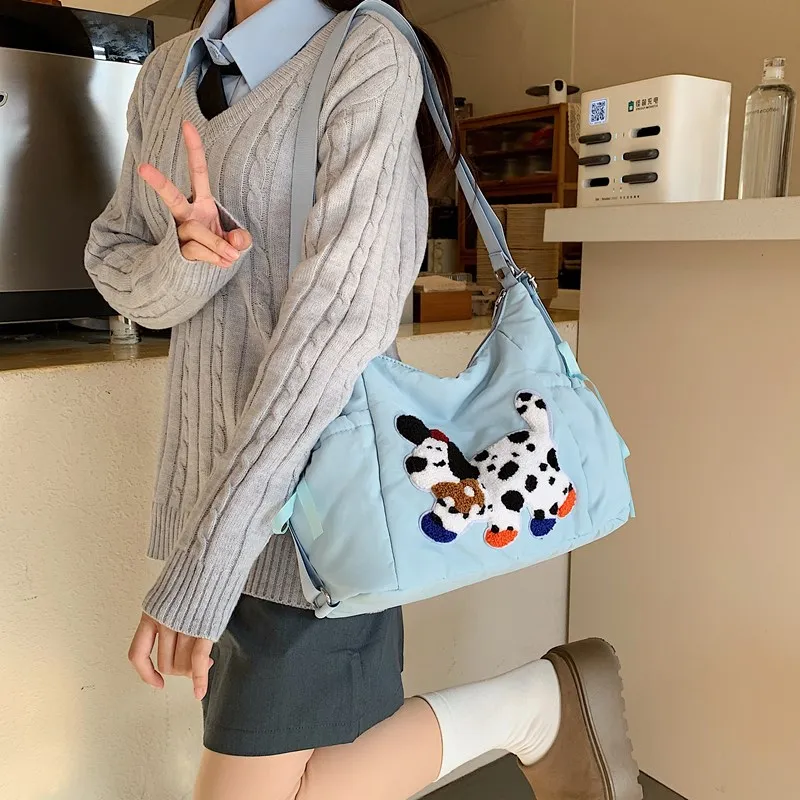 GOBLIN SHARKS 1759 Nylon Shoulder Bag Medium Size Unisex White/Pink/Red/Blue/Black-16
