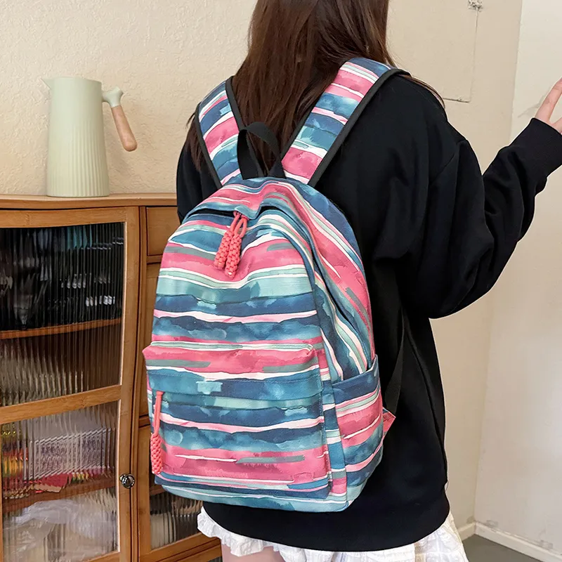 GOBLIN SHARKS 1759 Canvas Backpack Unisex Yellow/Green/Blue/Pink-25