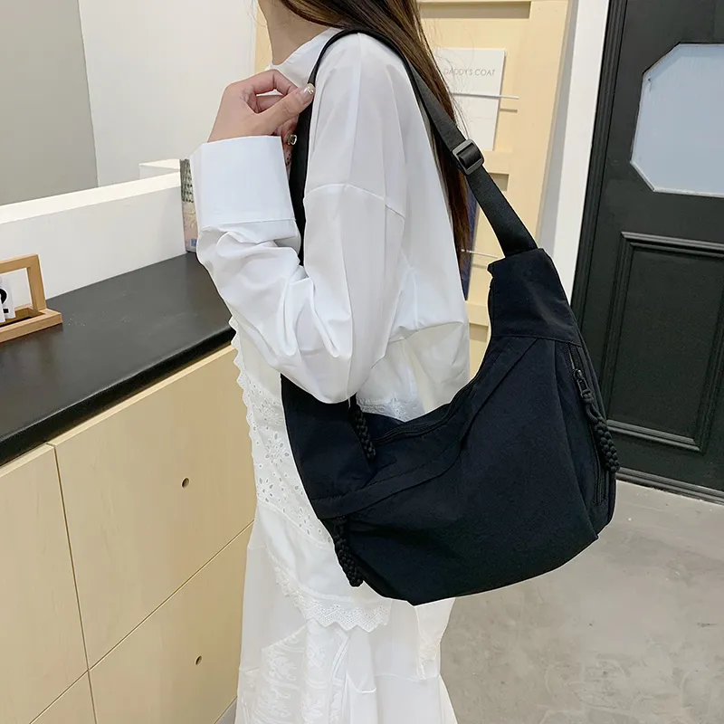 GOBLIN SHARKS 1759 Canvas Bag, Shoulder Bag, Crossbody Bag Regular Unisex Black/Ecru/Orange/Gray-1