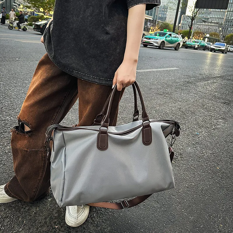 GOBLIN SHARKS 1759 Nylon Spell PU Travel Bag 40L Unisex Black/Khaki/Gray-16