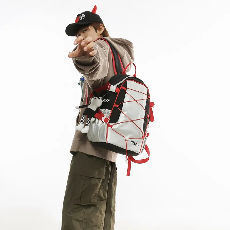 GOBLIN SHARKS 1759 Nylon Backpack Regular Unisex Black & Red/Black & Gray-1