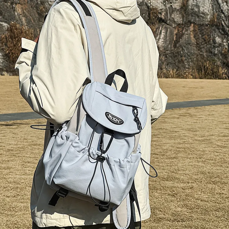 GOBLIN SHARKS 1759 Nylon Backpack Unisex Green & Coffee/Blue-8