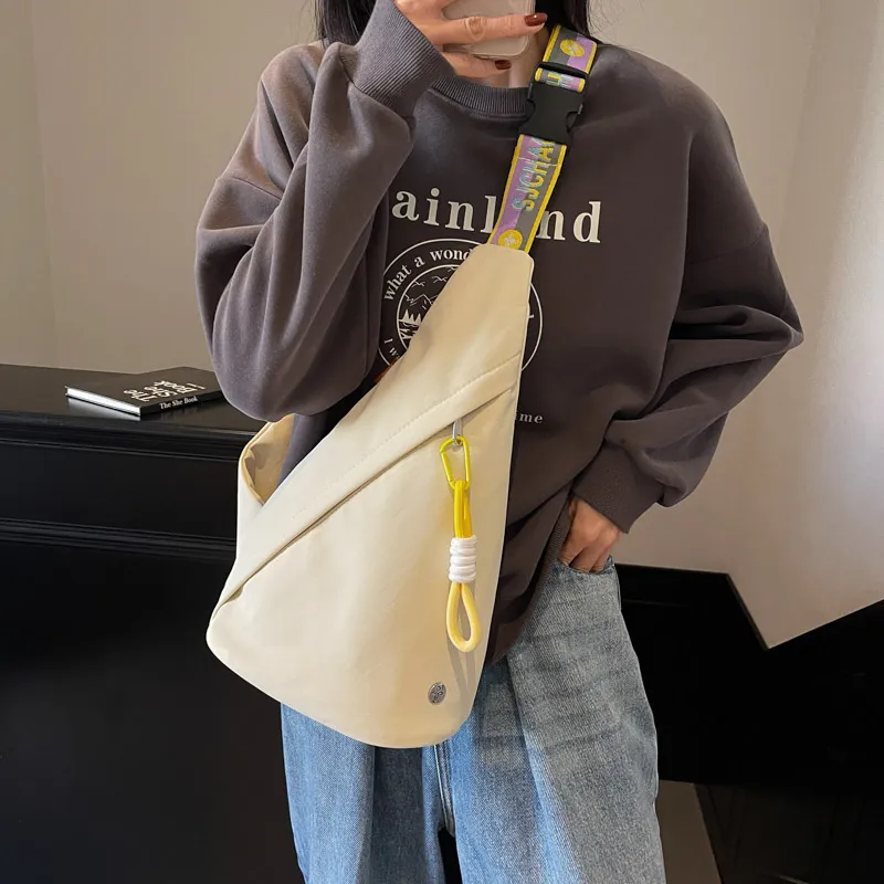 GOBLIN SHARKS 1759 Canvas Sling Bag Unisex White & Purple/White & Black/Yellow Brown/Black-2
