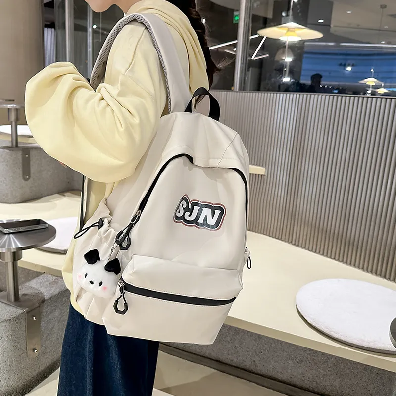 GOBLIN SHARKS 1759 Nylon Backpack Large Size Unisex White/Black/Khaki/Blue/Pink-3