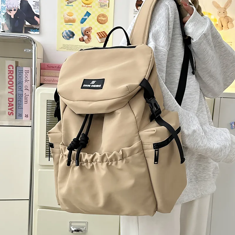 GOBLIN SHARKS 1759 Nylon Backpack Unisex White/Orange/Black/Khaki/Gray-19