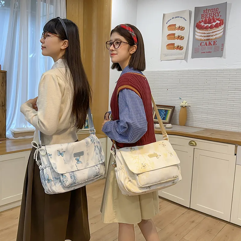 GOBLIN SHARKS 1759 Corduroy Messenger Bag Shoulder Bag Women's Gray Pink/Yellow Blue/Khaki/Green-18