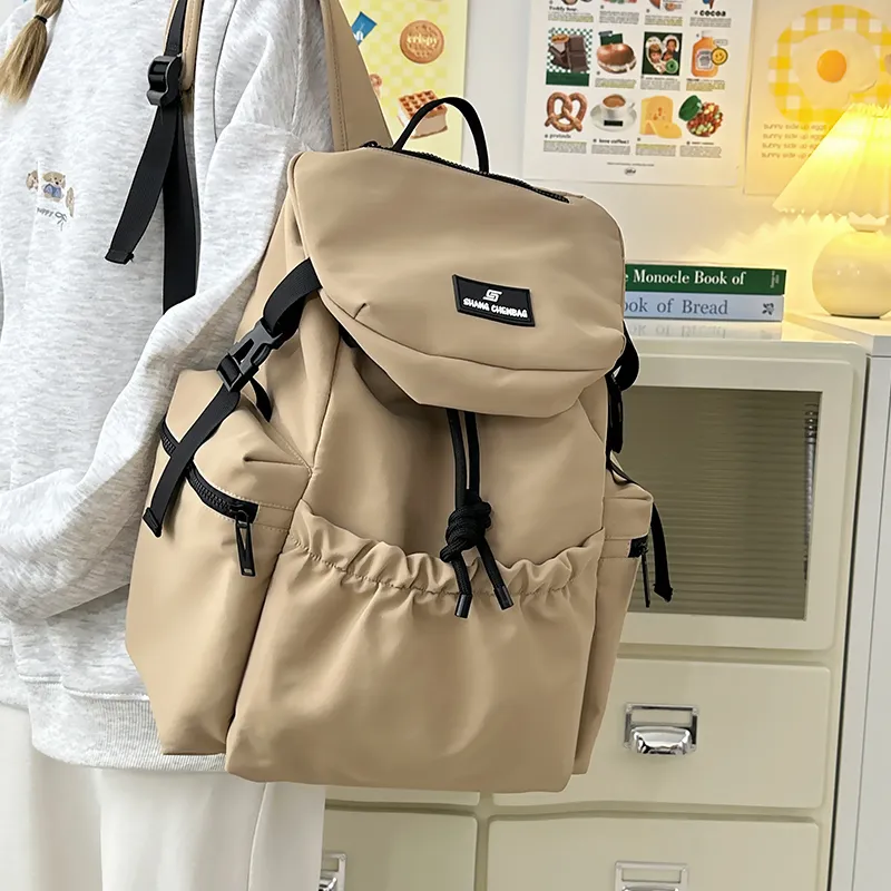 GOBLIN SHARKS 1759 Nylon Backpack Unisex White/Orange/Black/Khaki/Gray-20