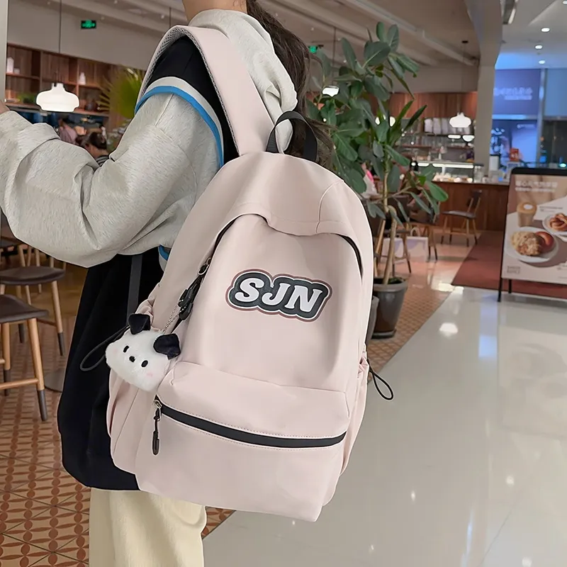 GOBLIN SHARKS 1759 Nylon Backpack Large Size Unisex White/Black/Khaki/Blue/Pink-29