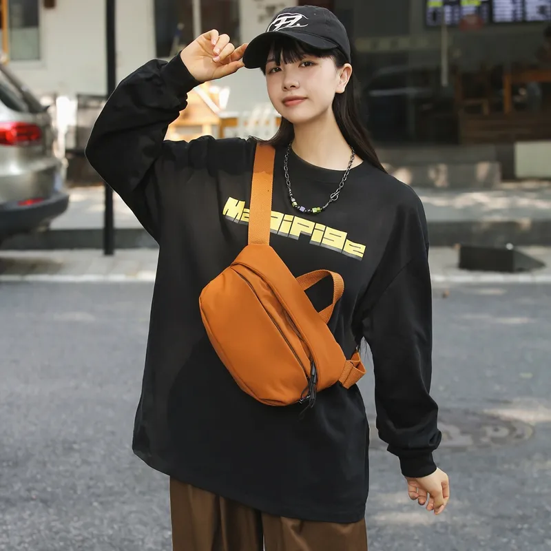 GOBLIN SHARKS 1759 Nylon Backpack Crossbody Bag Sling Bag Unisex White/Black/Gray/Khaki/Green/Orange-19