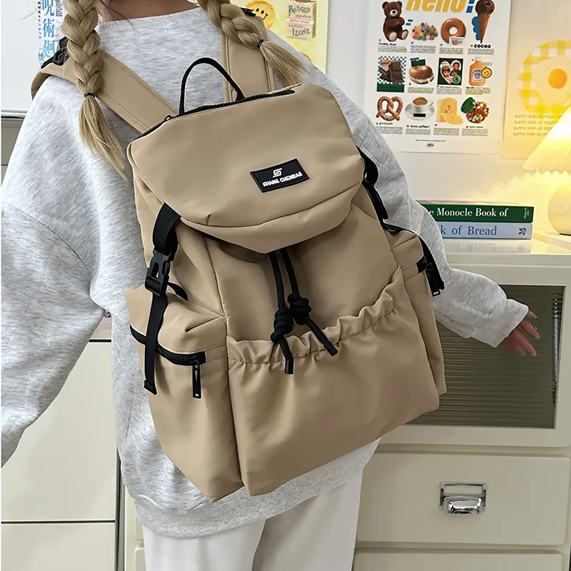 GOBLIN SHARKS 1759 Nylon Backpack Unisex White/Orange/Black/Khaki/Gray-17