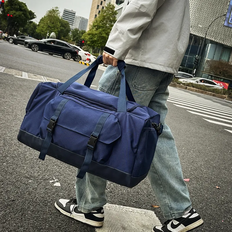 GOBLIN SHARKS 1759 Nylon Gym Bag Large Size Unisex Black/Dark Blue/Light Blue-9