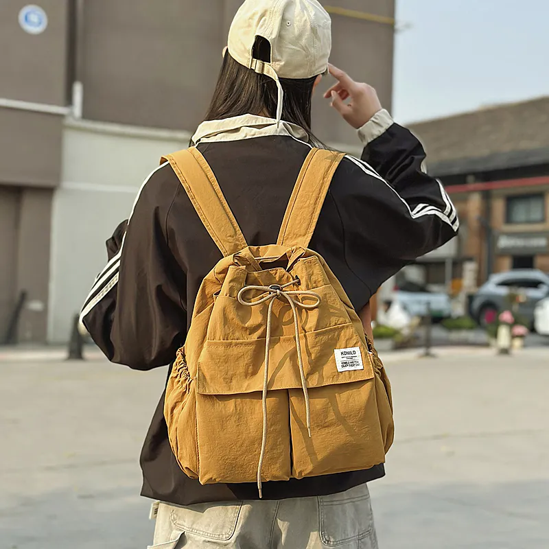 GOBLIN SHARKS 1759 Nylon Backpack Unisex White/Black/Green/Brown-17