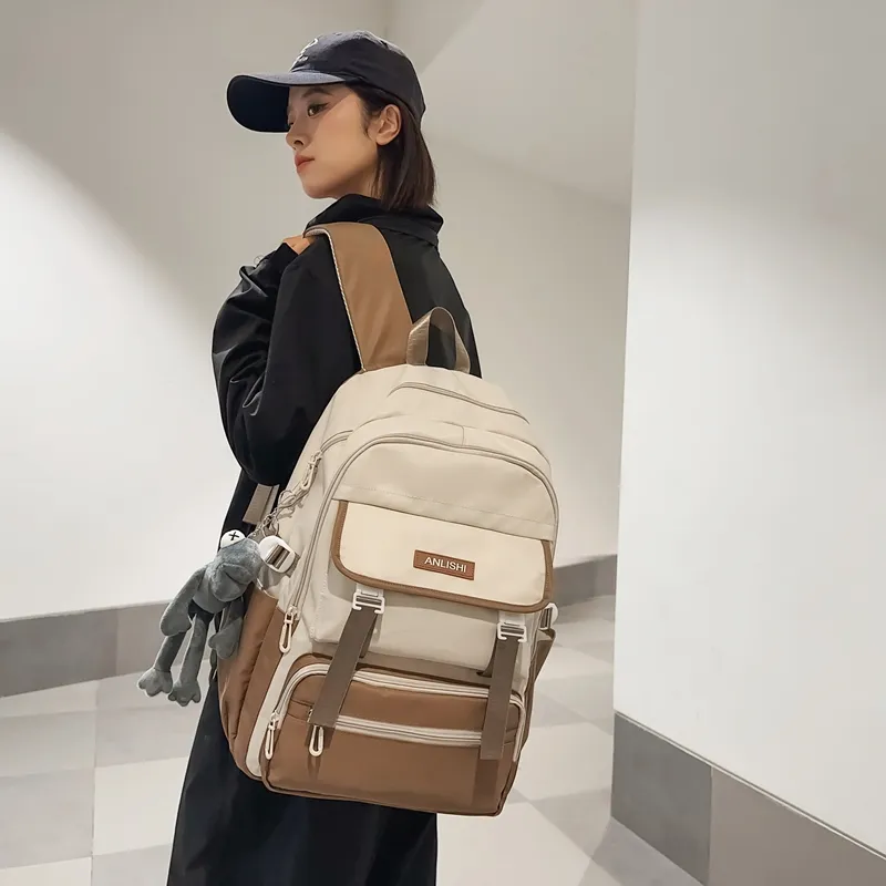 GOBLIN SHARKS 1759 Nylon Backpack Regular Unisex White & Black/Pure Black/White With Gray/White With Brown-21