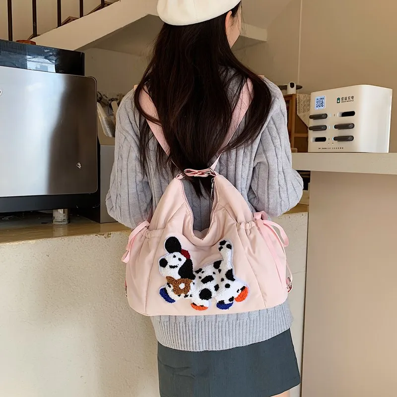 GOBLIN SHARKS 1759 Nylon Shoulder Bag Medium Size Unisex White/Pink/Red/Blue/Black-7