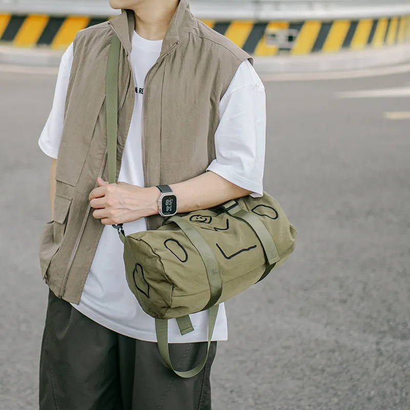 GOBLIN SHARKS 1759 Nylon Backpack One Shoulder Portable Crossbody Bag Travel Bag 25L Unisex Black/Green-7