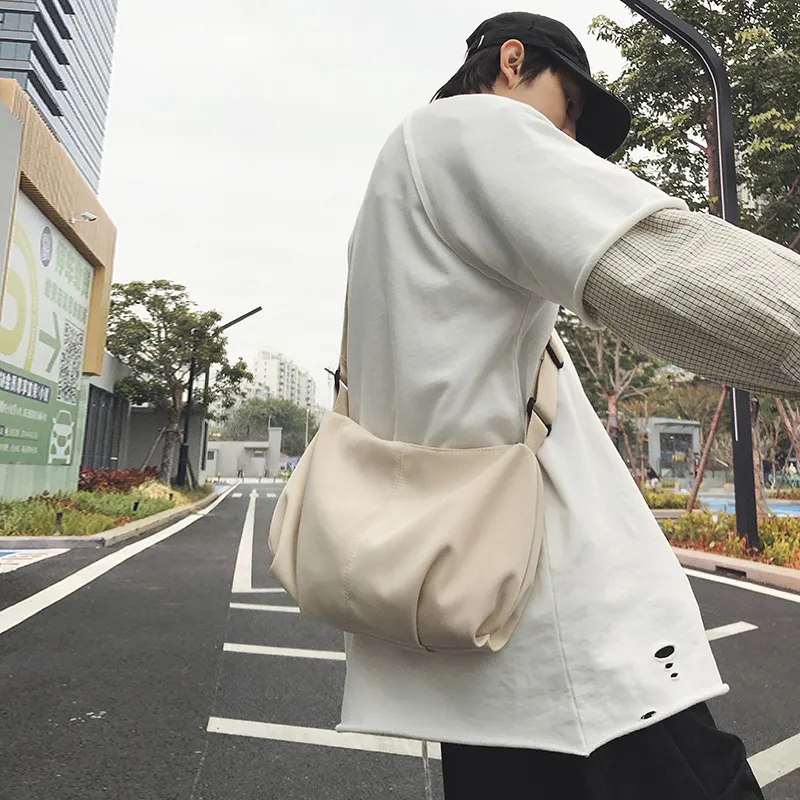 GOBLIN SHARKS 1759 Nylon Backpack Shoulder Bag Medium Size Unisex White/Black/Beige-19
