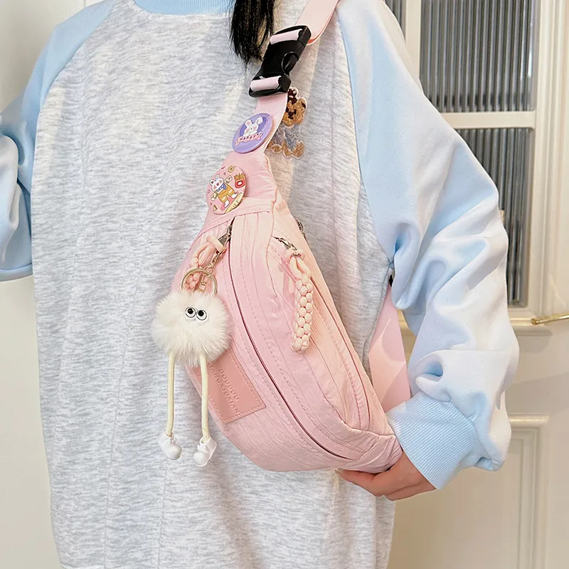 GOBLIN SHARKS 1759 Nylon Sling Bag Trumpets Unisex White/Pink/Yellow/Khaki-7