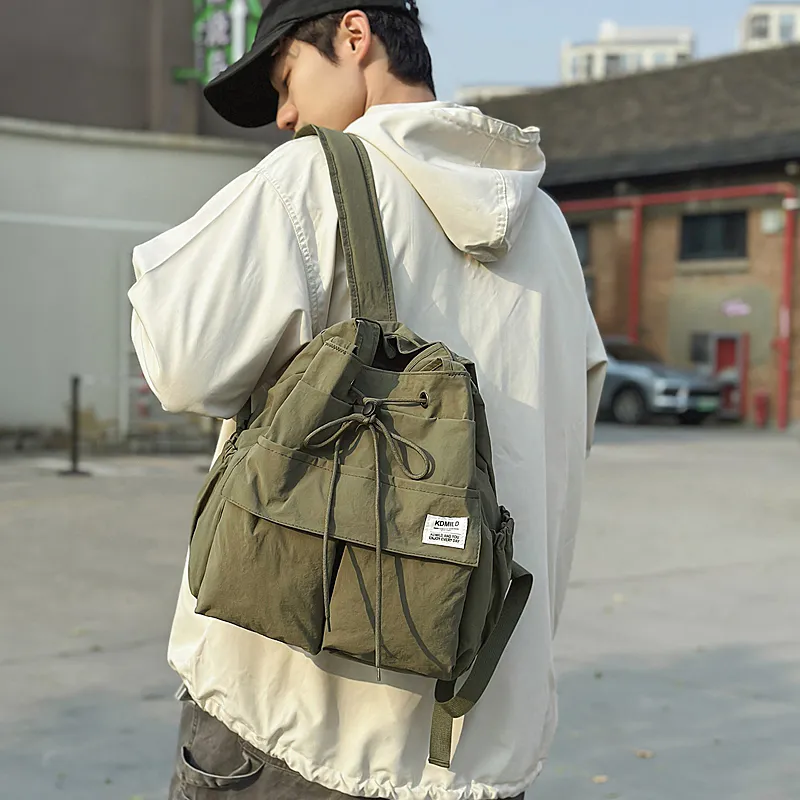 GOBLIN SHARKS 1759 Nylon Backpack Unisex White/Black/Green/Brown-12