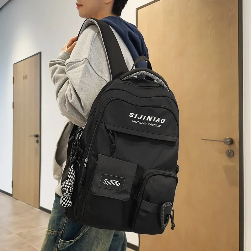 GOBLIN SHARKS 1759 Nylon Backpack Unisex Black/Khaki/Gray/Red/Brown-5