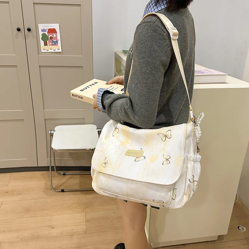 GOBLIN SHARKS 1759 Corduroy Messenger Bag Shoulder Bag Women's Gray Pink/Yellow Blue/Khaki/Green-12