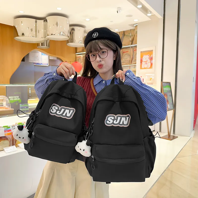 GOBLIN SHARKS 1759 Nylon Backpack Large Size Unisex White/Black/Khaki/Blue/Pink-10