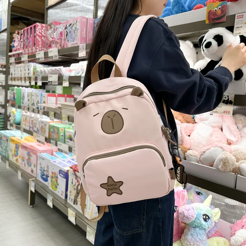 GOBLIN SHARKS 1759 Nylon Backpack Unisex Dark Khaki/Light Khaki/White Pink/Black-10