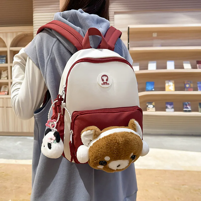 GOBLIN SHARKS 1759 Nylon Backpack Large Size Unisex White Khaki/White Red/Black/Pink-11