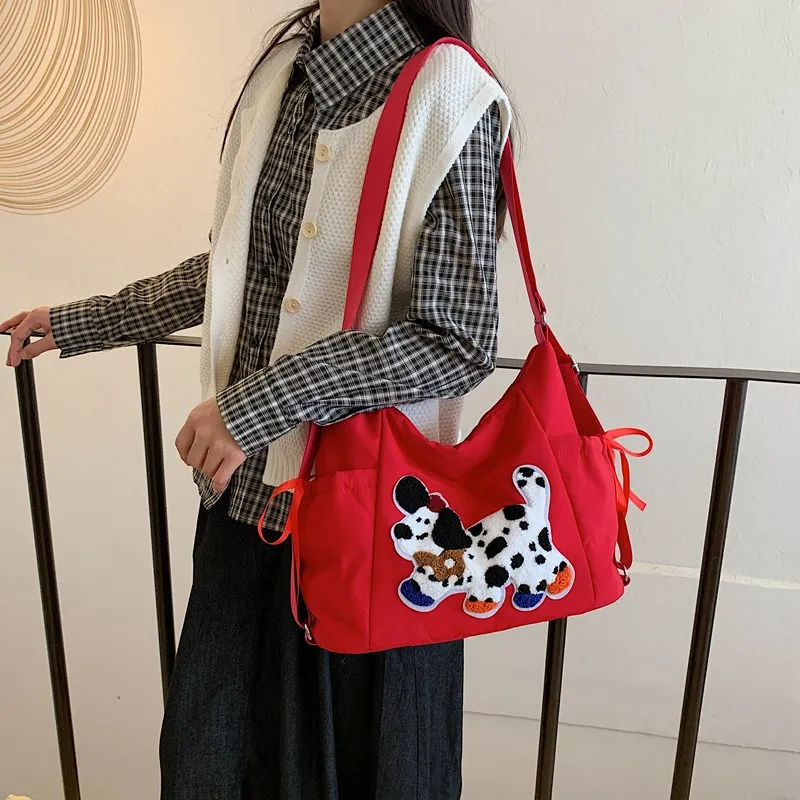 GOBLIN SHARKS 1759 Nylon Shoulder Bag Medium Size Unisex White/Pink/Red/Blue/Black-12