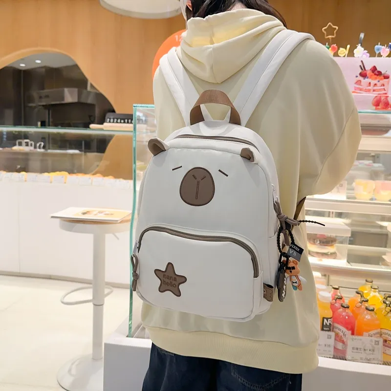 GOBLIN SHARKS 1759 Nylon Backpack Unisex Dark Khaki/Light Khaki/White Pink/Black-5