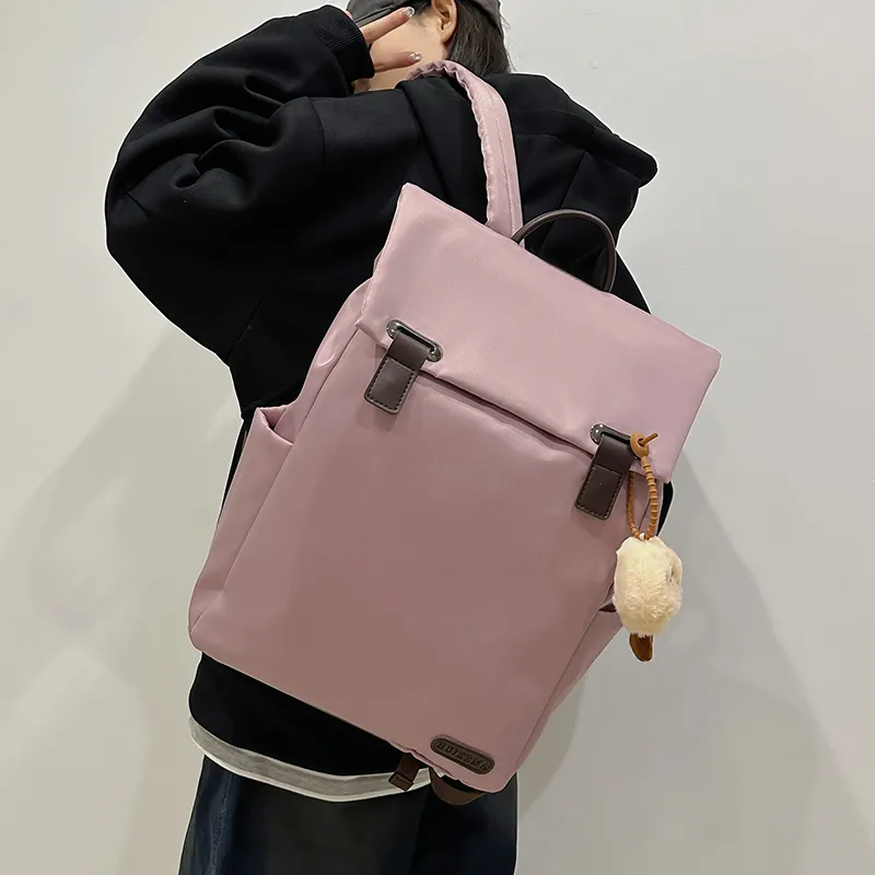 GOBLIN SHARKS 1759 Nylon Backpack Large Size Unisex Khaki/Black/Pink-17