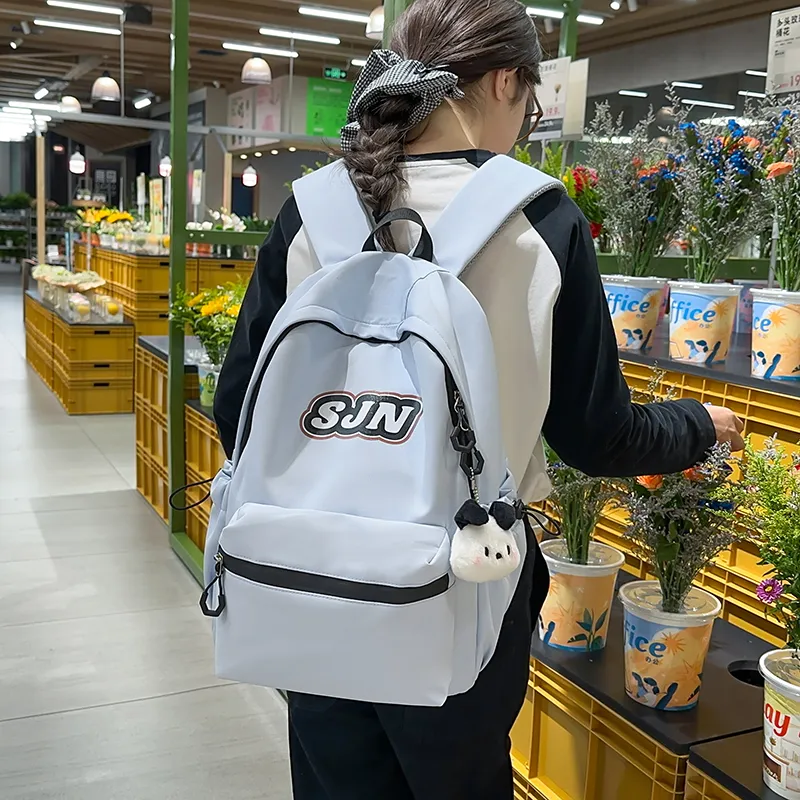 GOBLIN SHARKS 1759 Nylon Backpack Large Size Unisex White/Black/Khaki/Blue/Pink-21