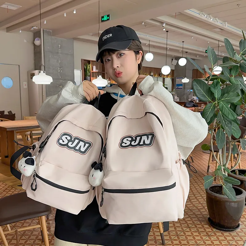 GOBLIN SHARKS 1759 Nylon Backpack Large Size Unisex White/Black/Khaki/Blue/Pink-28