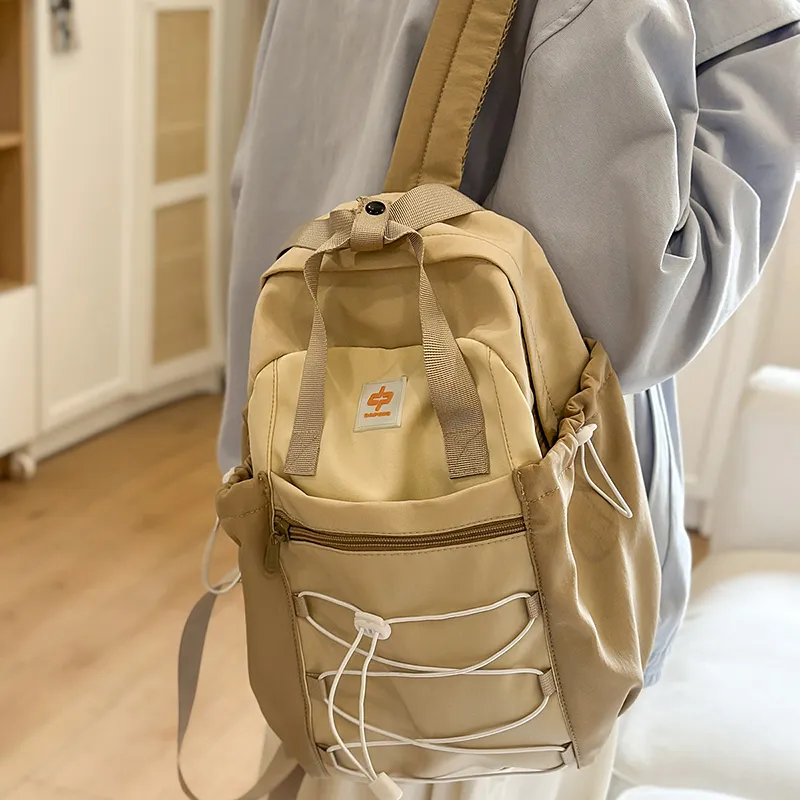 GOBLIN SHARKS 1759 Nylon Backpack Regular Unisex Khaki/White & Blue-3