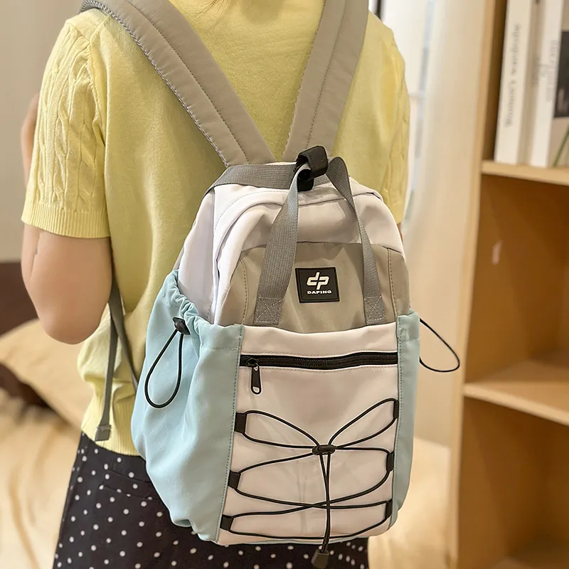 GOBLIN SHARKS 1759 Nylon Backpack Regular Unisex Khaki/White & Blue-8