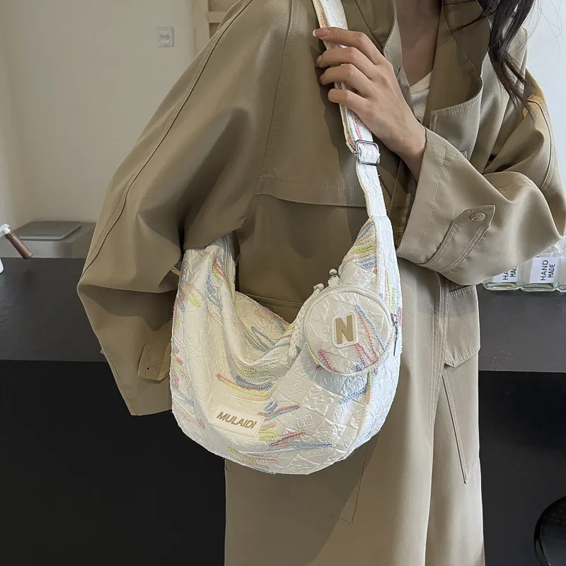 GOBLIN SHARKS 1759 Fabric Shoulder Bag Unisex Ecru/Pink/Black-4