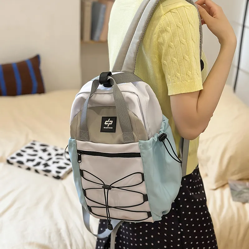 GOBLIN SHARKS 1759 Nylon Backpack Regular Unisex Khaki/White & Blue-10