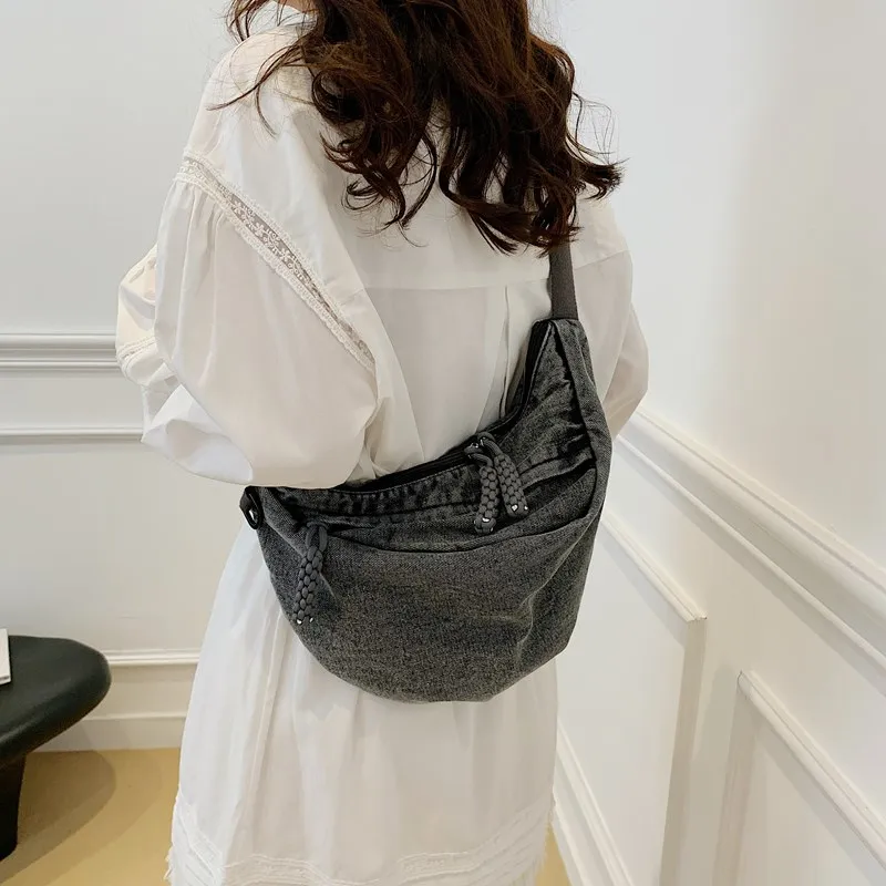 GOBLIN SHARKS 1759 Denim Shoulder Bag Regular Unisex Black/Blue-2