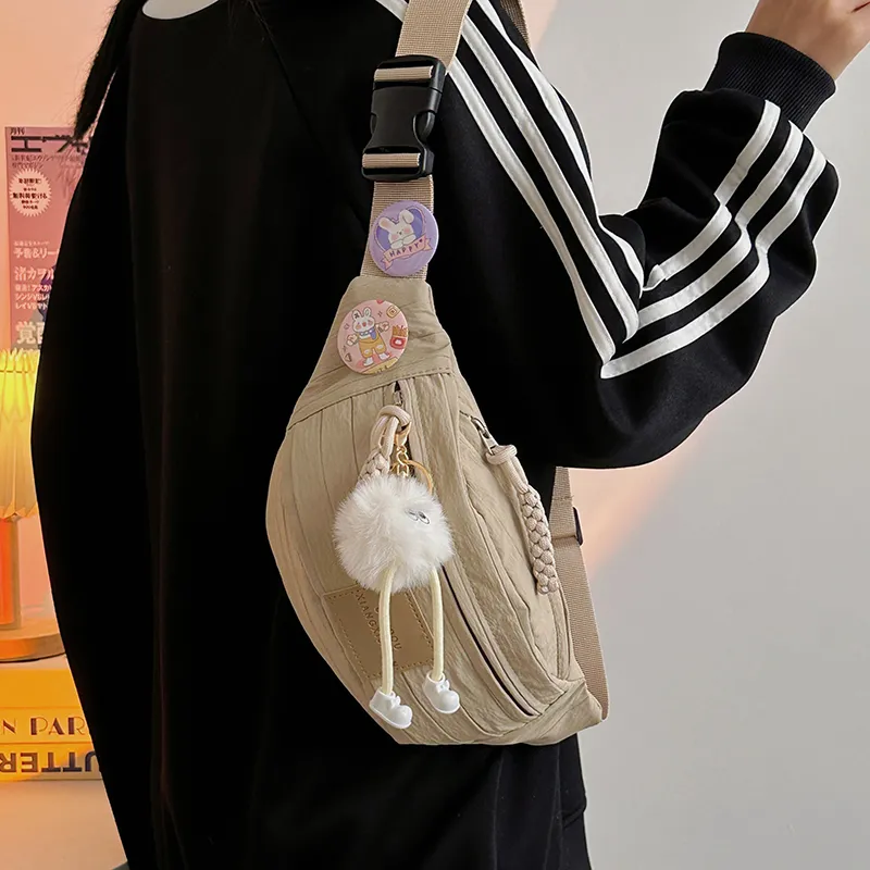 GOBLIN SHARKS 1759 Nylon Sling Bag Trumpets Unisex White/Pink/Yellow/Khaki-22