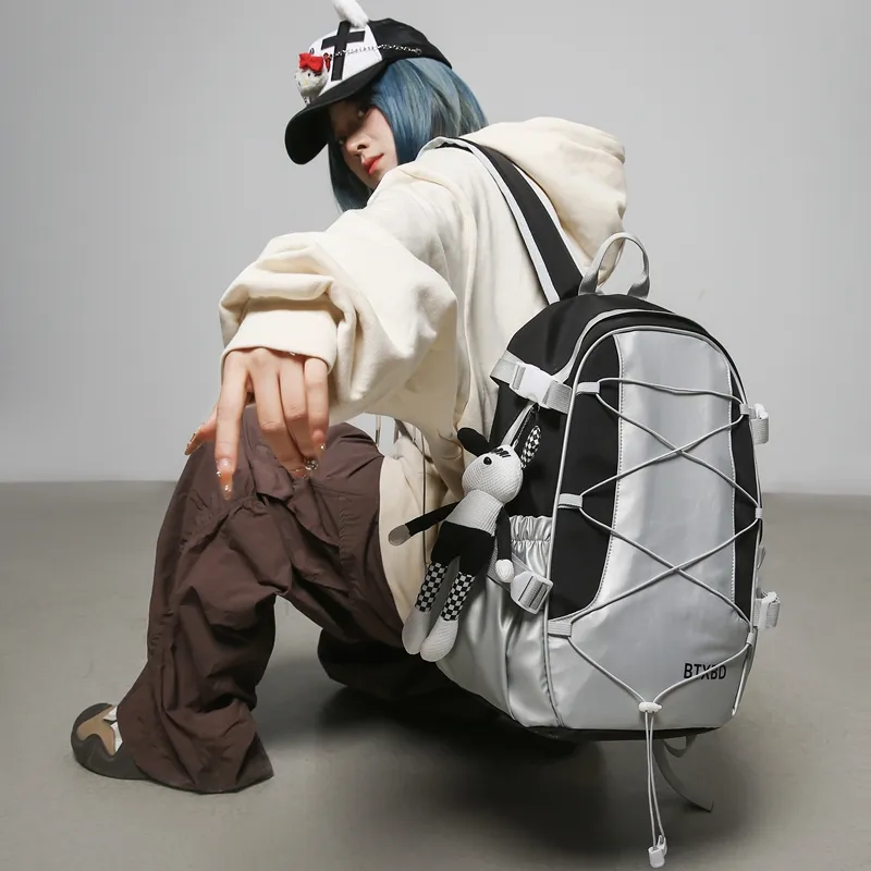 GOBLIN SHARKS 1759 Nylon Backpack Regular Unisex Black & Red/Black & Gray-11