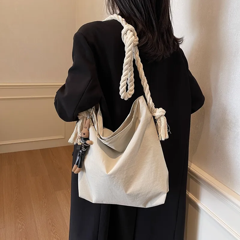 GOBLIN SHARKS 1759 Fabric Shoulder Bag Regular Women's Ecru/Khaki/Black-3