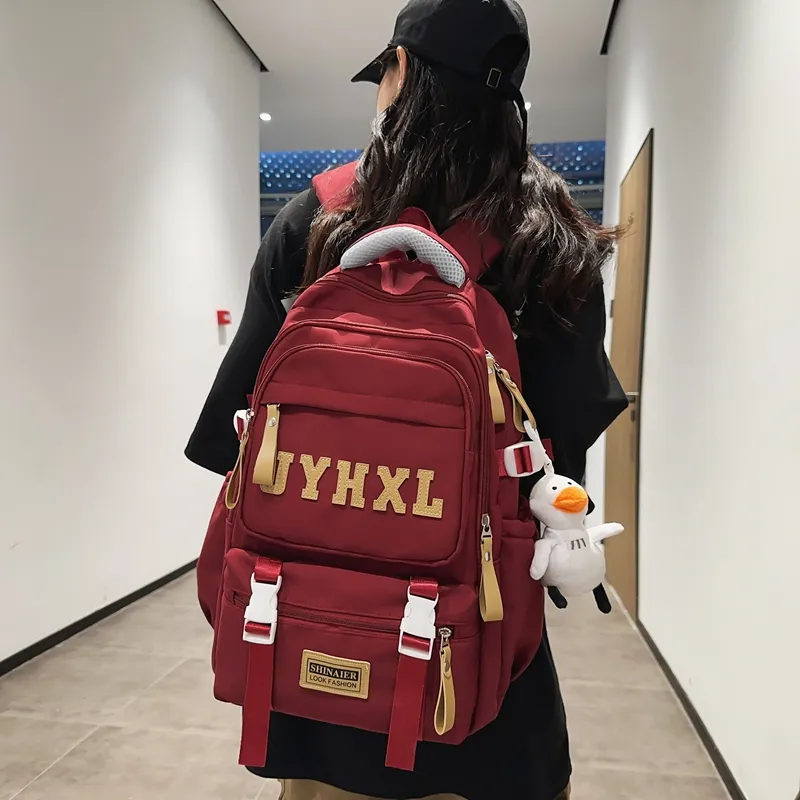 GOBLIN SHARKS 1759 Nylon Backpack Large Size Unisex Black/White/Red/Green/Khaki-14