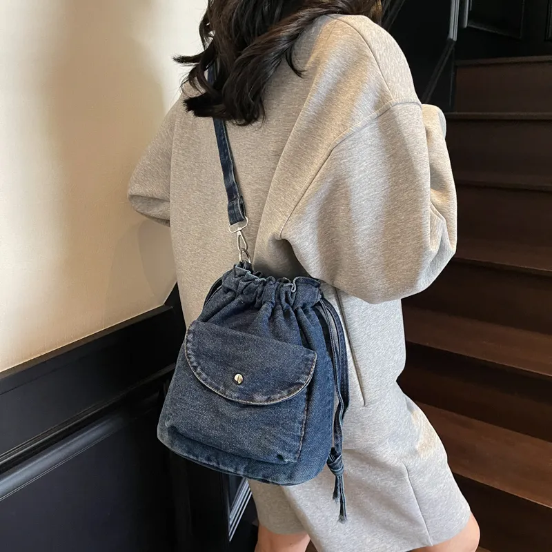 GOBLIN SHARKS 1759 Fabric Crossbody Bag, Shoulder Bag Regular Women's Dark Blue/Black/Light Blue-4