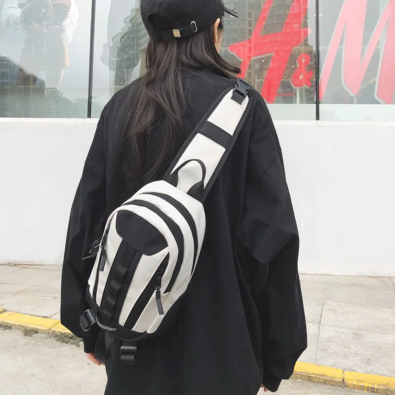 GOBLIN SHARKS 1759 Nylon Shoulder Bag Crossbody Bag Backpack Sling Bag Regular Unisex White/Black/Red/Yellow-4